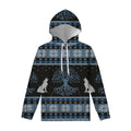 Tree Of Life And Howling Wolves Print Pullover Hoodie