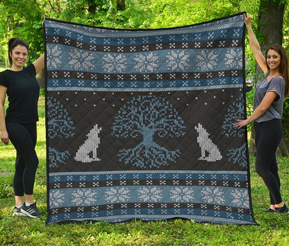 Tree Of Life And Howling Wolves Print Quilt