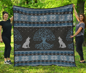 Tree Of Life And Howling Wolves Print Quilt