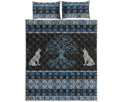 Tree Of Life And Howling Wolves Print Quilt Bed Set