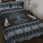Tree Of Life And Howling Wolves Print Quilt Bed Set