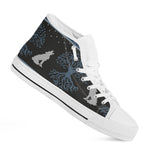 Tree Of Life And Howling Wolves Print White High Top Shoes