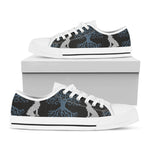 Tree Of Life And Howling Wolves Print White Low Top Shoes