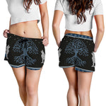 Tree Of Life And Howling Wolves Print Women's Shorts