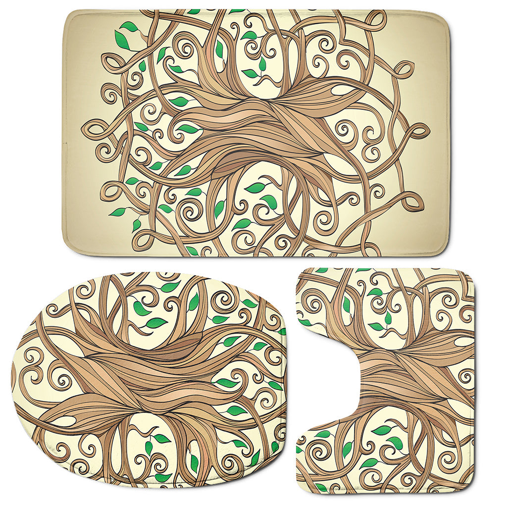 Tree Of Life Celtic Symbol Print 3 Piece Bath Mat Set