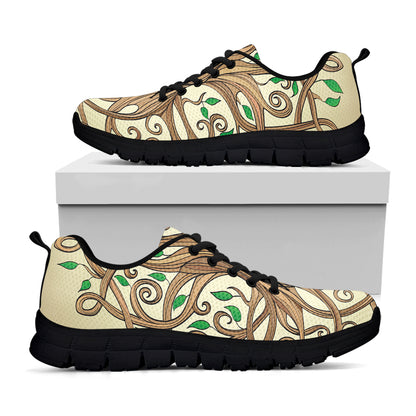 Tree Of Life Celtic Symbol Print Black Sneakers