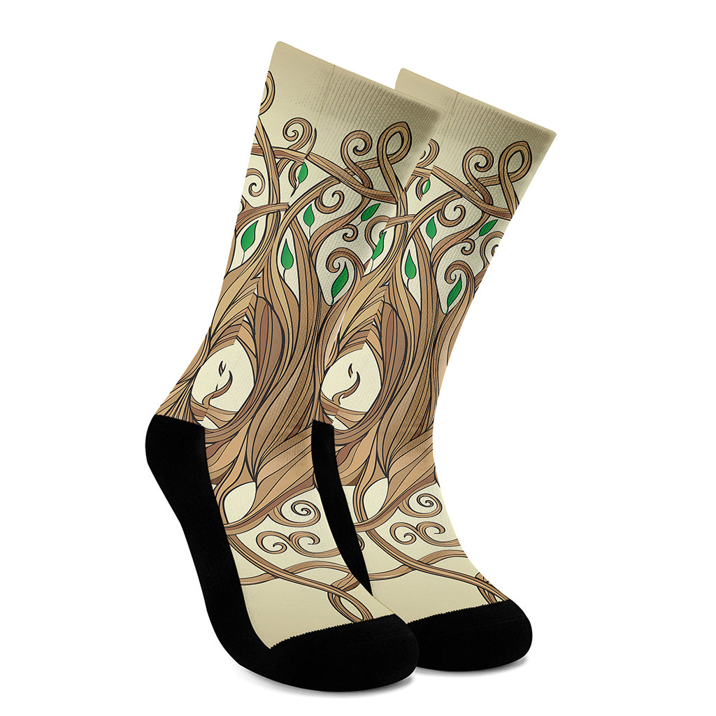 Tree Of Life Celtic Symbol Print Crew Socks