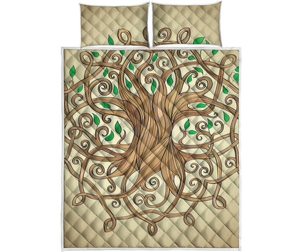 Tree Of Life Celtic Symbol Print Quilt Bed Set