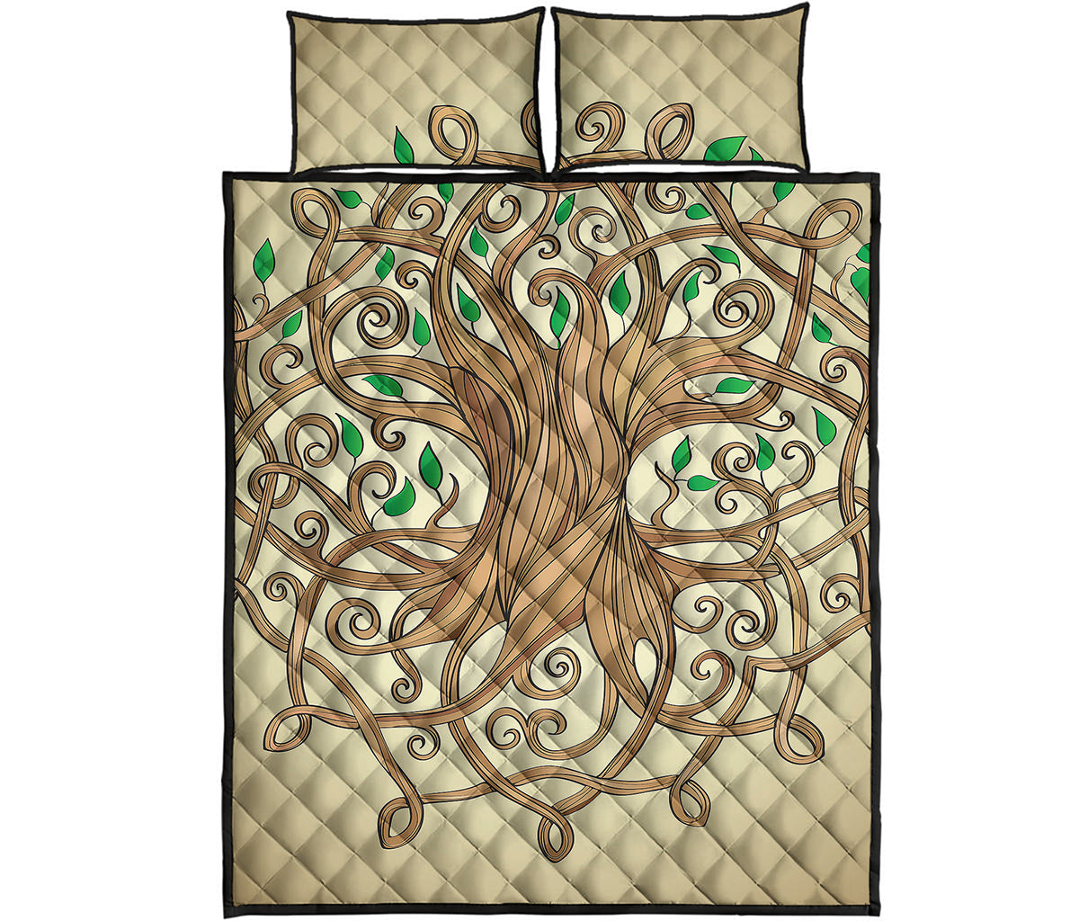 Tree Of Life Celtic Symbol Print Quilt Bed Set