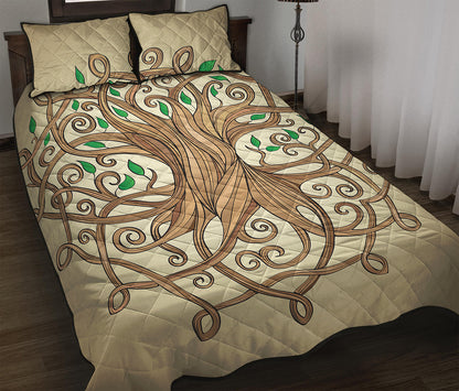 Tree Of Life Celtic Symbol Print Quilt Bed Set