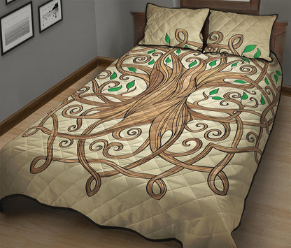 Tree Of Life Celtic Symbol Print Quilt Bed Set