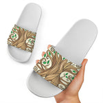 Tree Of Life Celtic Symbol Print White Slide Sandals