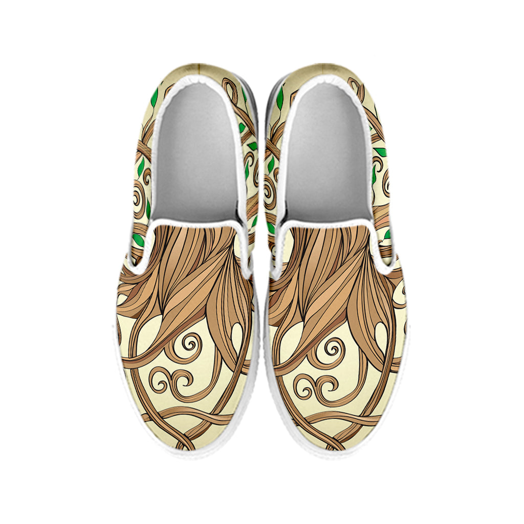 Tree Of Life Celtic Symbol Print White Slip On Shoes