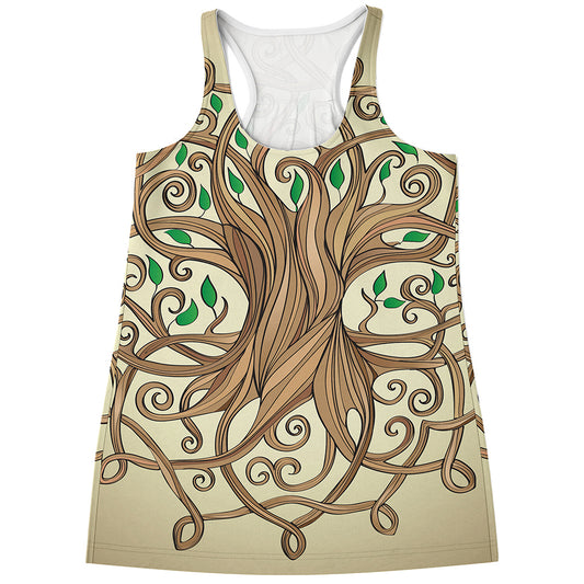 Tree Of Life Celtic Symbol Print Women's Racerback Tank Top