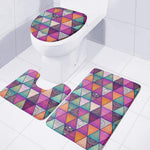 Triangle Bohemian Mandala Pattern Print 3 Piece Bath Mat Set