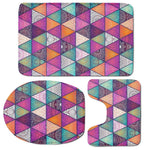 Triangle Bohemian Mandala Pattern Print 3 Piece Bath Mat Set
