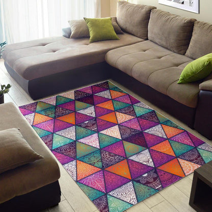 Triangle Bohemian Mandala Pattern Print Area Rug GearFrost
