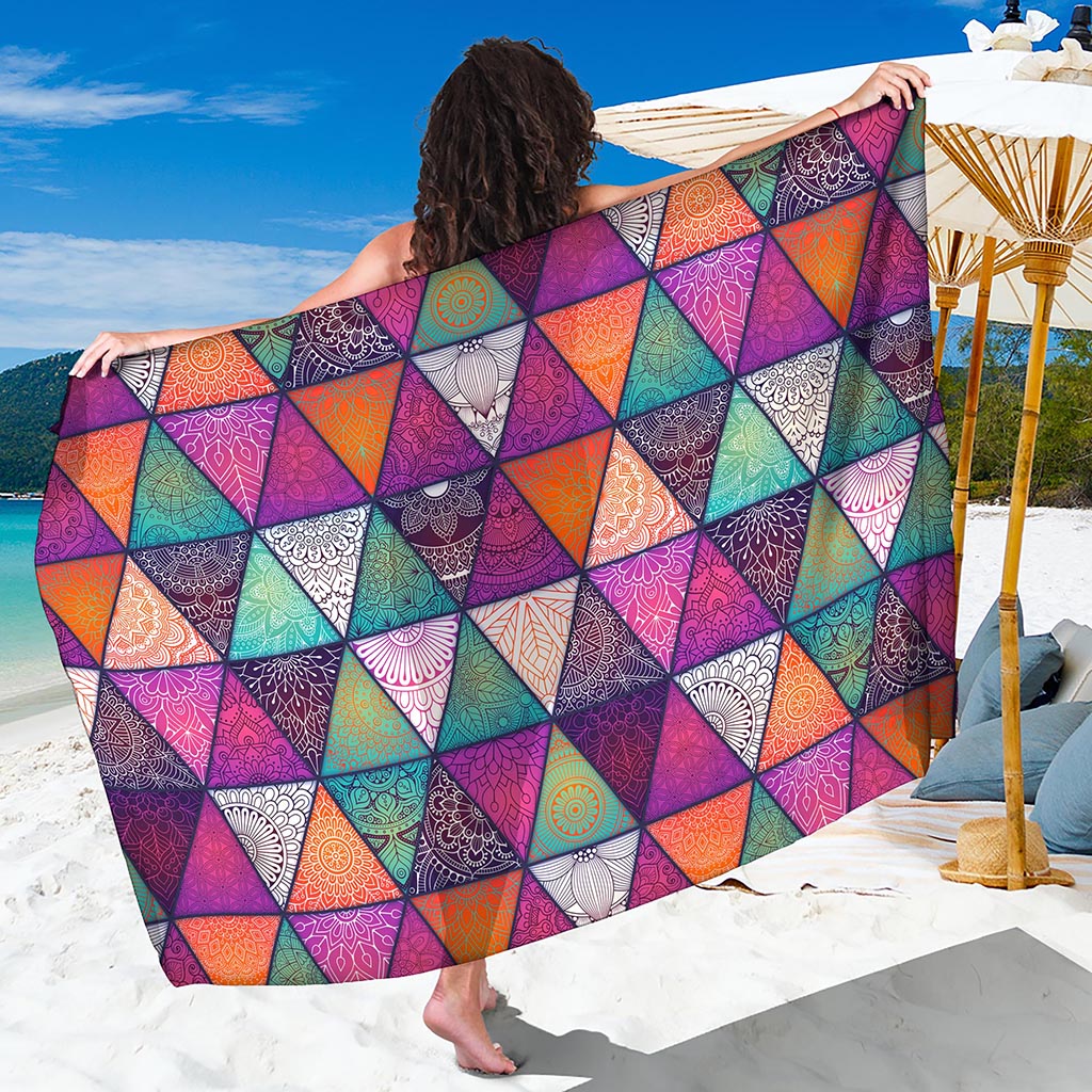 Triangle Bohemian Mandala Pattern Print Beach Sarong Wrap