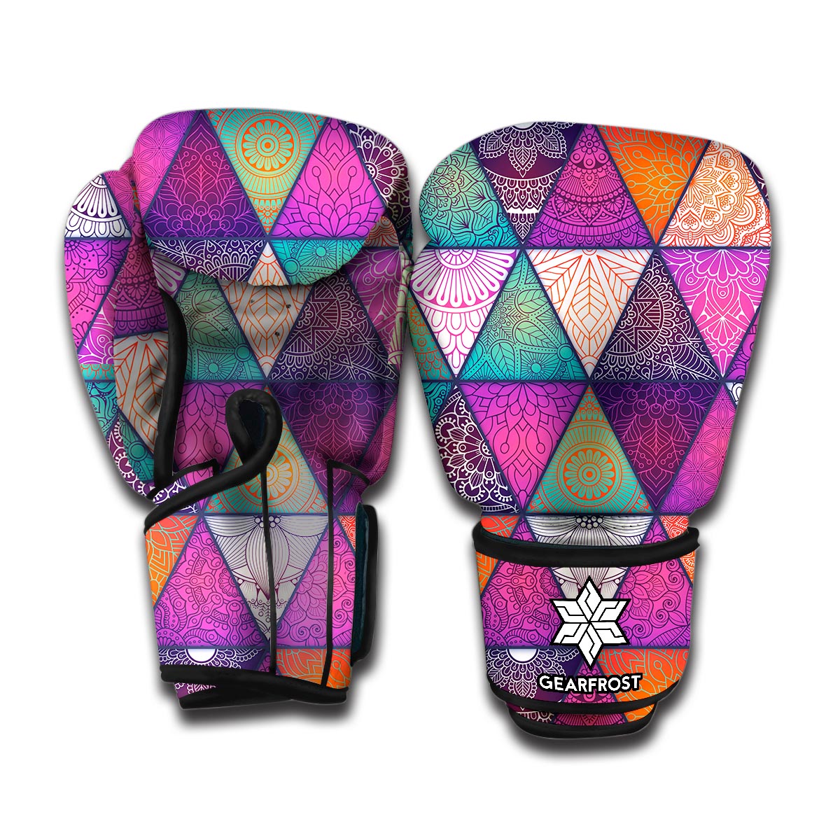 Triangle Bohemian Mandala Pattern Print Boxing Gloves
