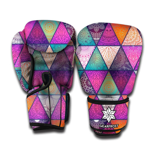 Triangle Bohemian Mandala Pattern Print Boxing Gloves