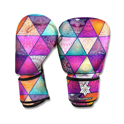 Triangle Bohemian Mandala Pattern Print Boxing Gloves