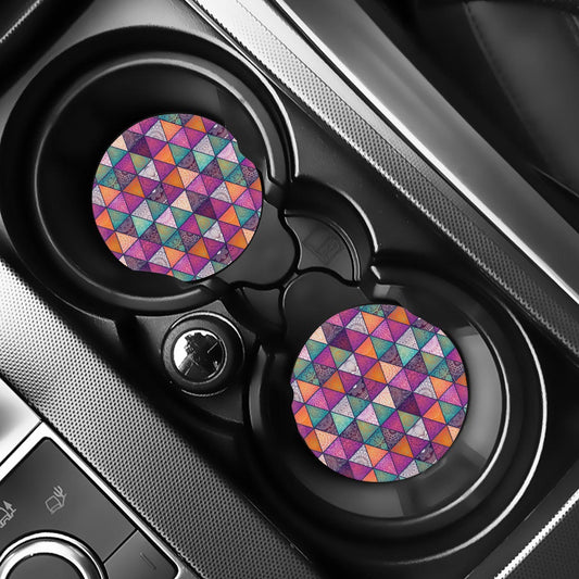 Triangle Bohemian Mandala Pattern Print Car Coasters