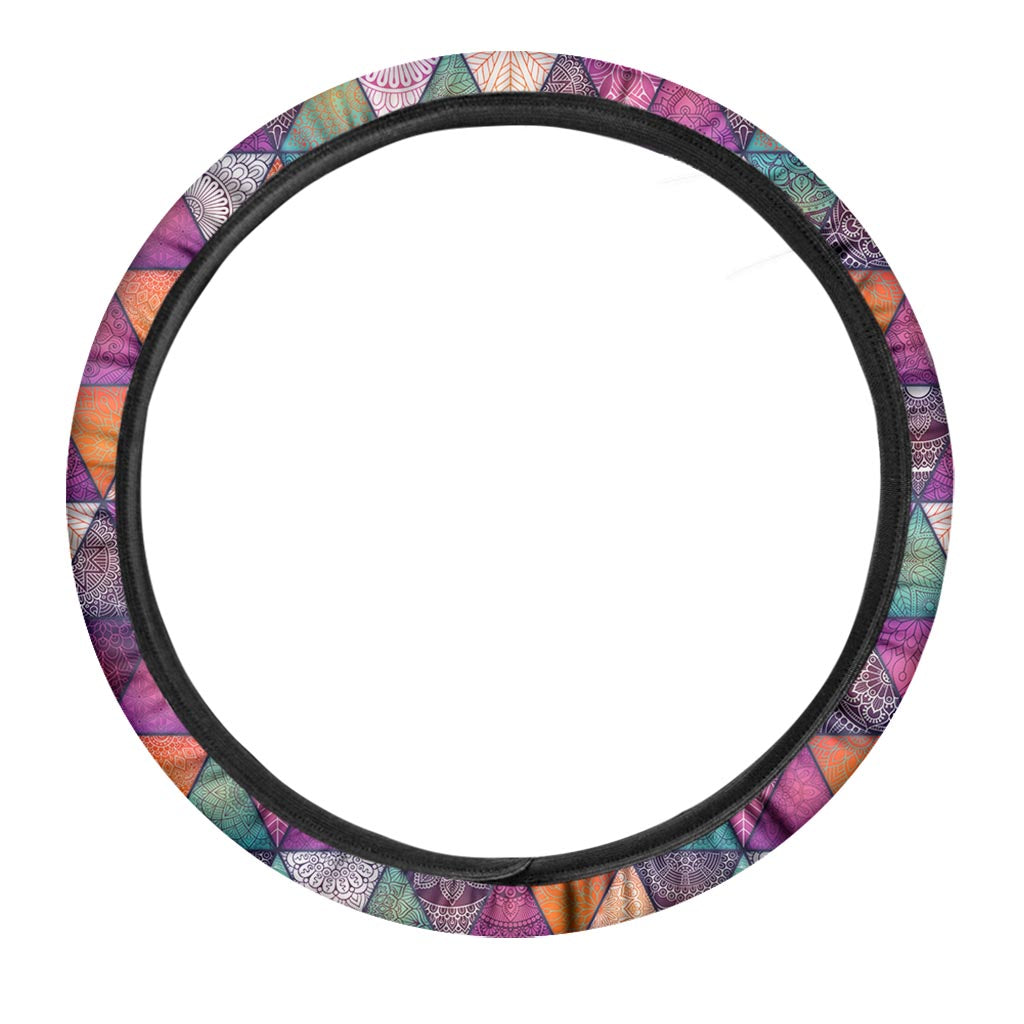 Triangle Bohemian Mandala Pattern Print Car Steering Wheel Cover