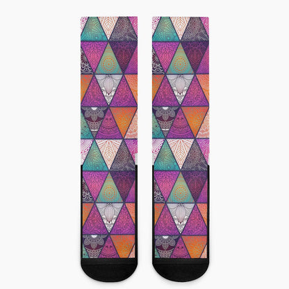 Triangle Bohemian Mandala Pattern Print Crew Socks