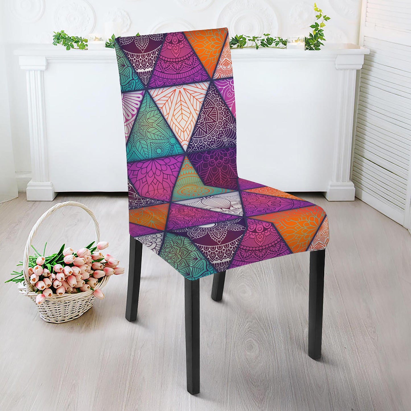 Triangle Bohemian Mandala Pattern Print Dining Chair Slipcover