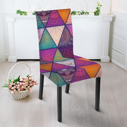 Triangle Bohemian Mandala Pattern Print Dining Chair Slipcover