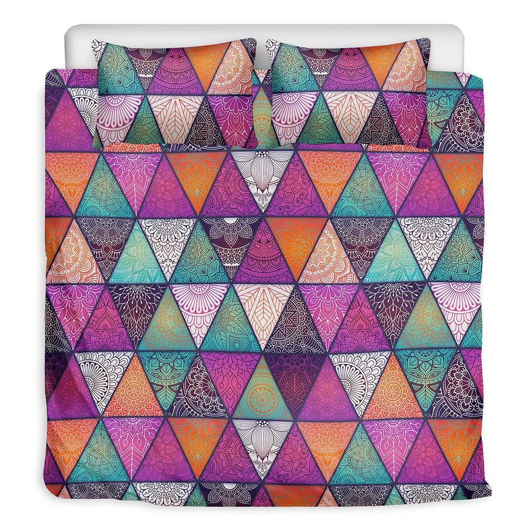 Triangle Bohemian Mandala Pattern Print Duvet Cover Bedding Set
