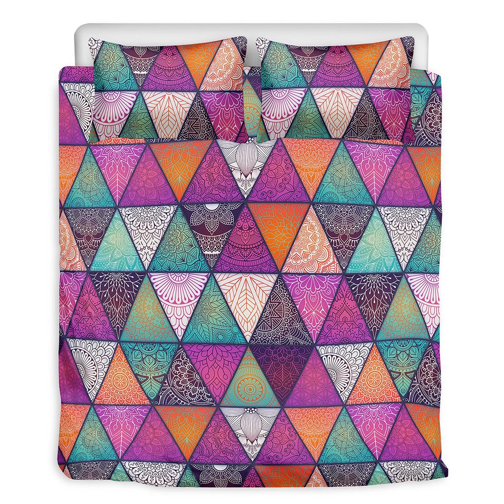 Triangle Bohemian Mandala Pattern Print Duvet Cover Bedding Set