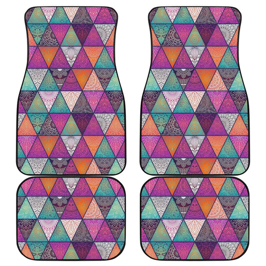 Triangle Bohemian Mandala Pattern Print Front and Back Car Floor Mats
