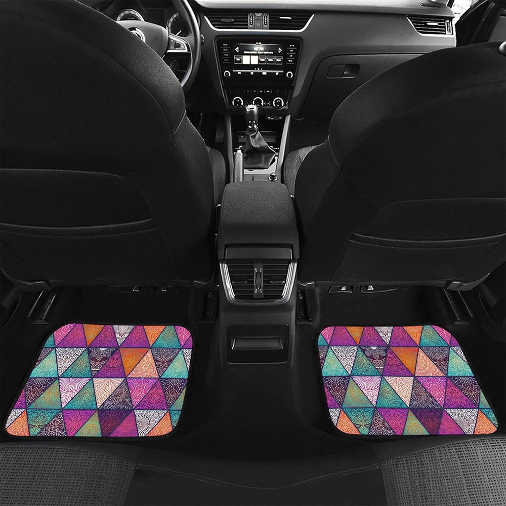 Triangle Bohemian Mandala Pattern Print Front and Back Car Floor Mats