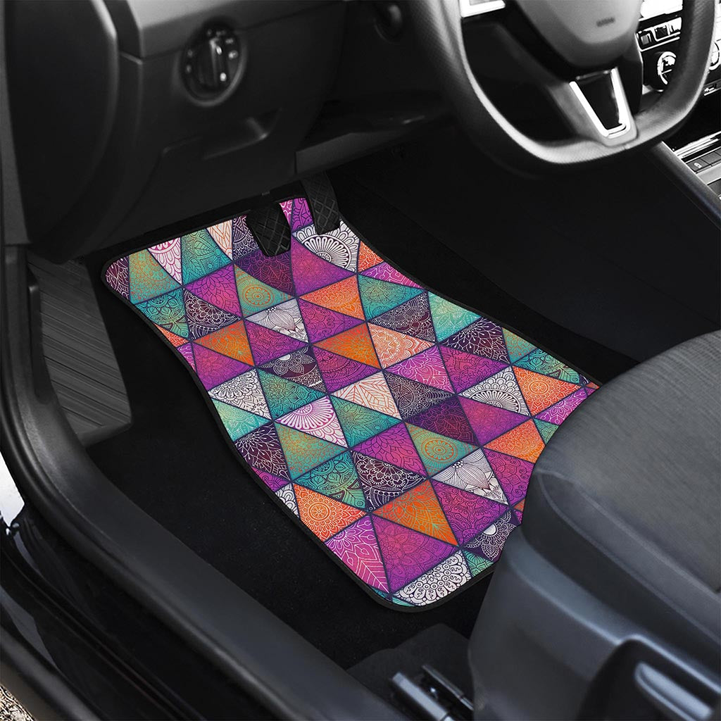Triangle Bohemian Mandala Pattern Print Front and Back Car Floor Mats