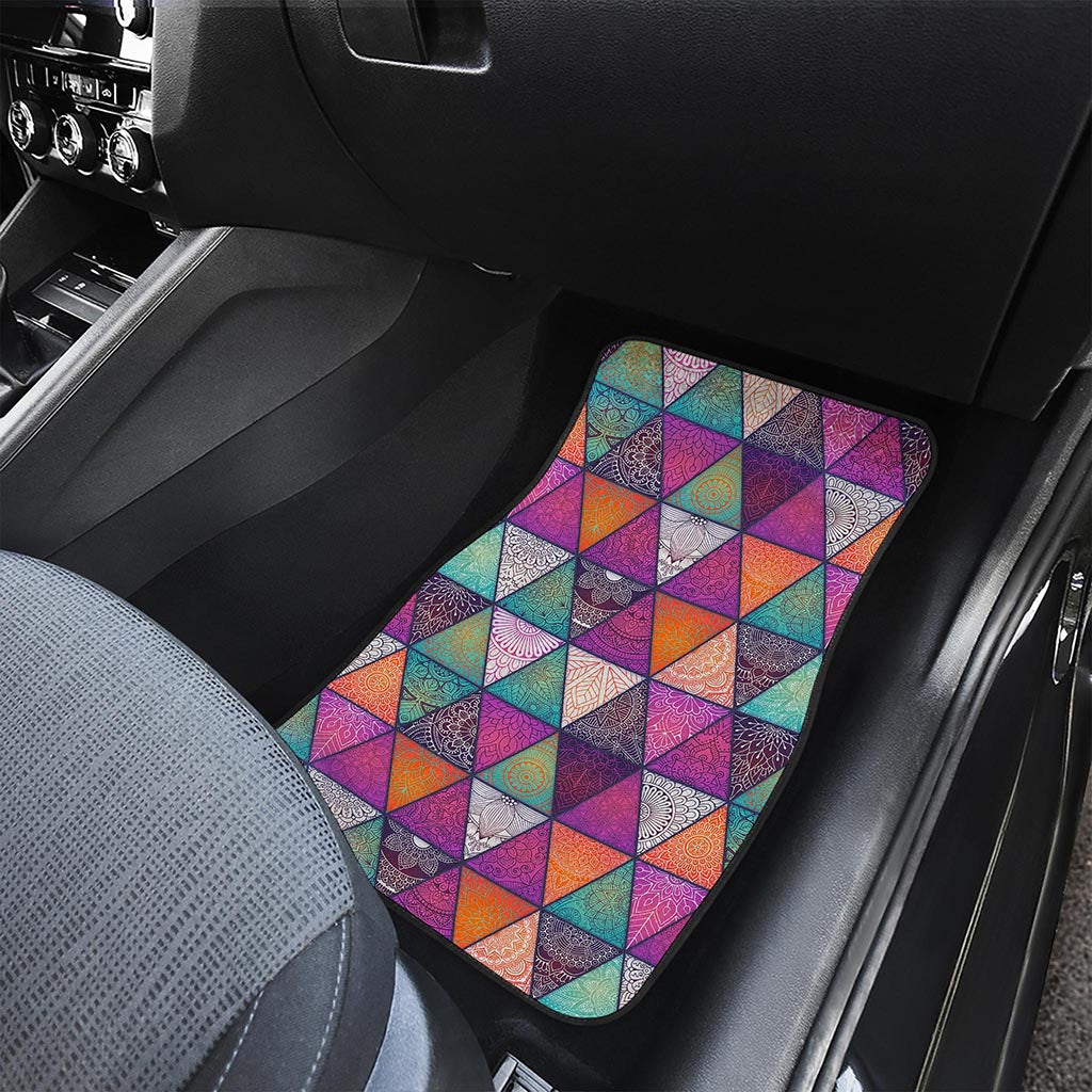 Triangle Bohemian Mandala Pattern Print Front and Back Car Floor Mats