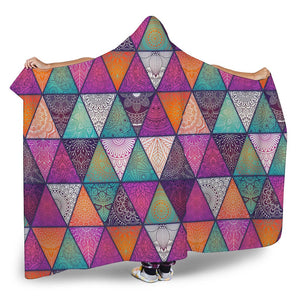 Triangle Bohemian Mandala Pattern Print Hooded Blanket