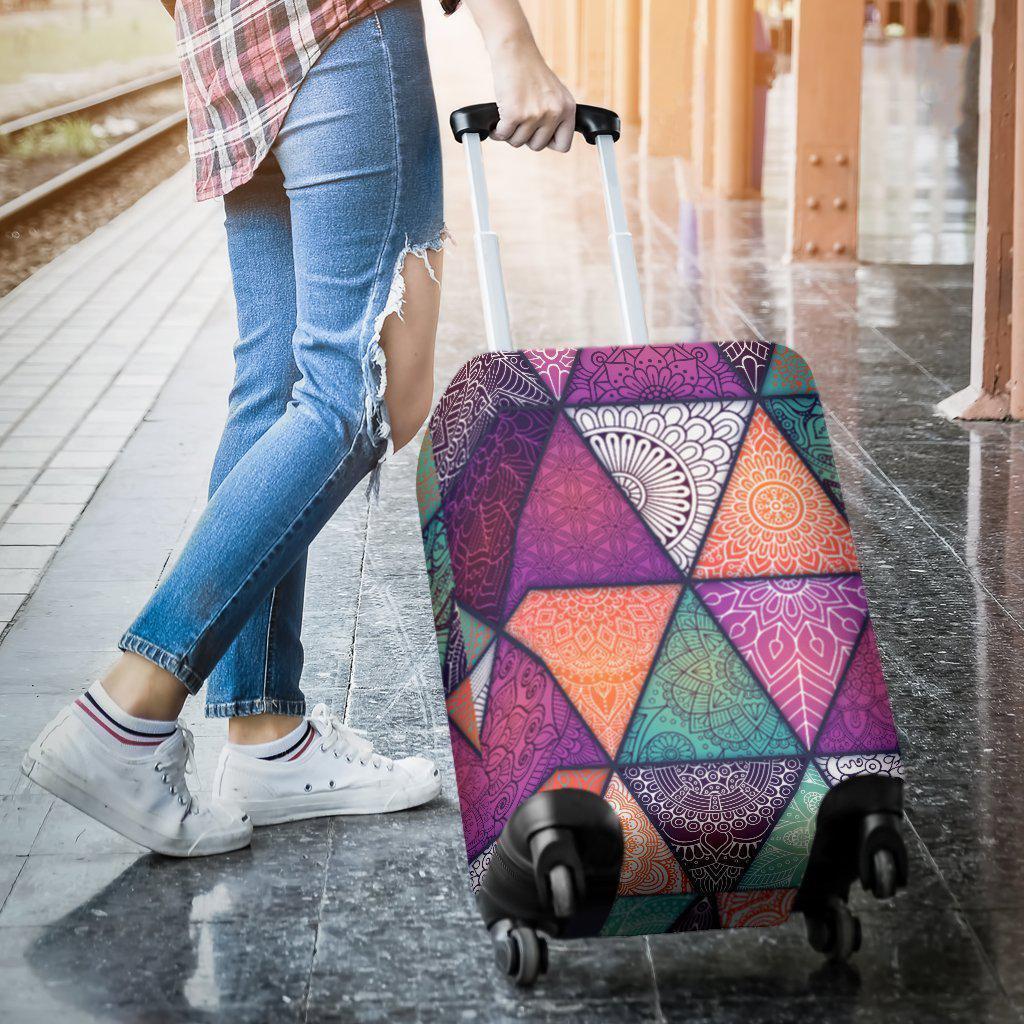 Triangle Bohemian Mandala Pattern Print Luggage Cover GearFrost