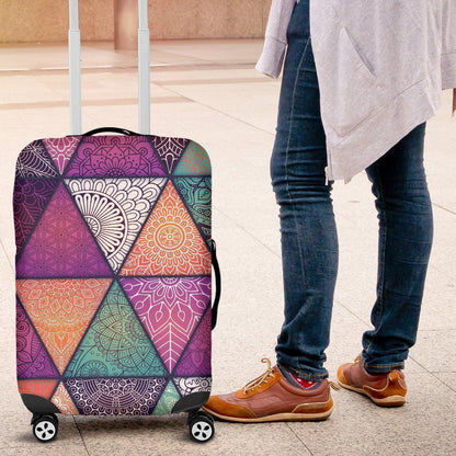 Triangle Bohemian Mandala Pattern Print Luggage Cover GearFrost