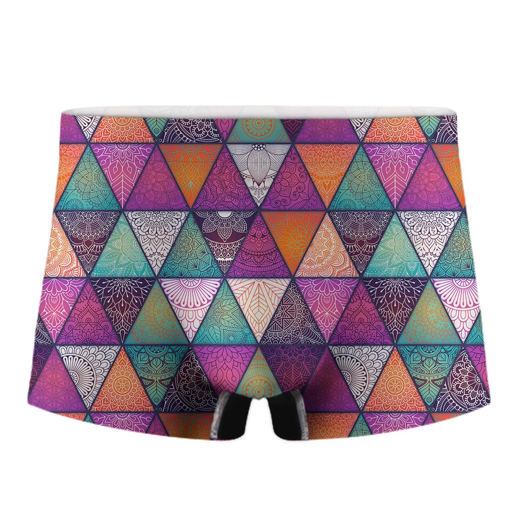 Triangle Bohemian Mandala Pattern Print Men's Boxer Briefs