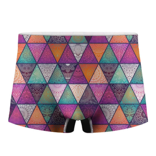 Triangle Bohemian Mandala Pattern Print Men's Boxer Briefs