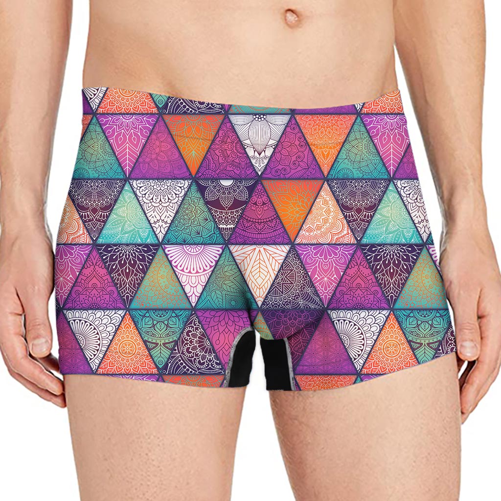 Triangle Bohemian Mandala Pattern Print Men's Boxer Briefs