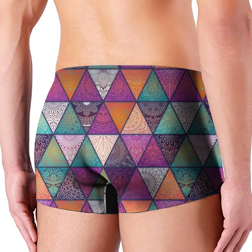 Triangle Bohemian Mandala Pattern Print Men's Boxer Briefs