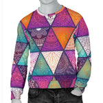 Triangle Bohemian Mandala Pattern Print Men's Crewneck Sweatshirt GearFrost
