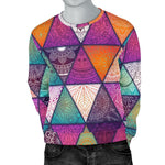 Triangle Bohemian Mandala Pattern Print Men's Crewneck Sweatshirt GearFrost