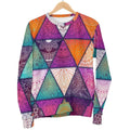 Triangle Bohemian Mandala Pattern Print Men's Crewneck Sweatshirt