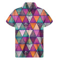 Triangle Bohemian Mandala Pattern Print Men's Short Sleeve Shirt