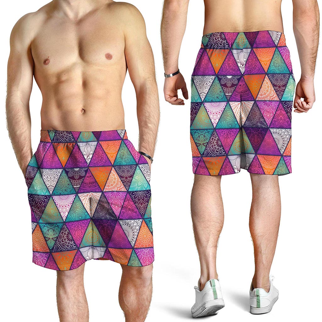 Triangle Bohemian Mandala Pattern Print Men's Shorts