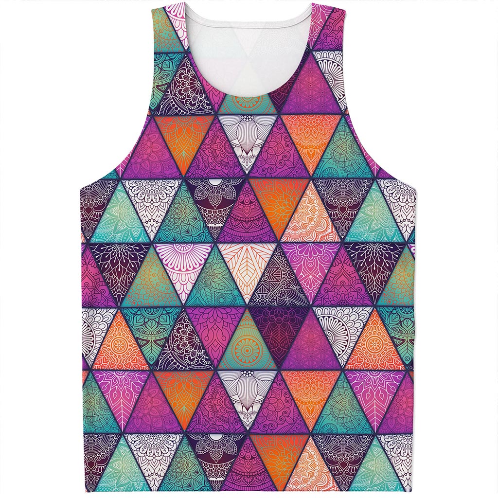 Triangle Bohemian Mandala Pattern Print Men's Tank Top