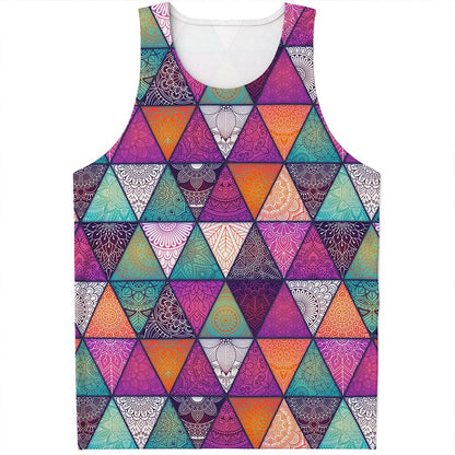 Triangle Bohemian Mandala Pattern Print Men's Tank Top